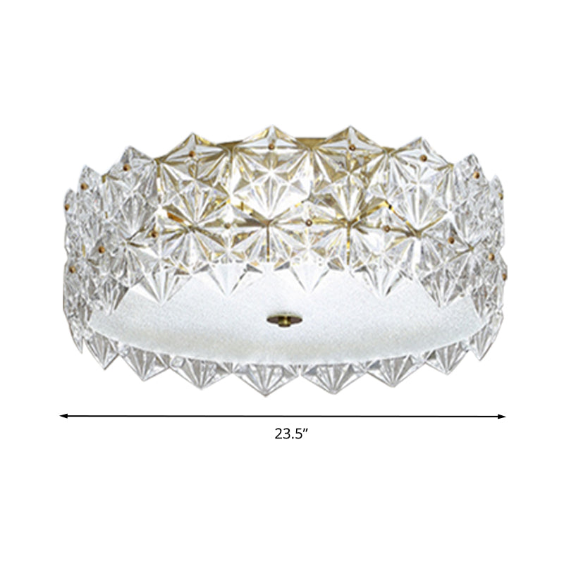 16"/23.5" W Round Clear Crystal Flush Ceiling Light Contemporary 1 Light Bedroom Flush Mount Lighting Clearhalo 'Ceiling Lights' 'Close To Ceiling Lights' 'Close to ceiling' 'Flush mount' Lighting' 261030