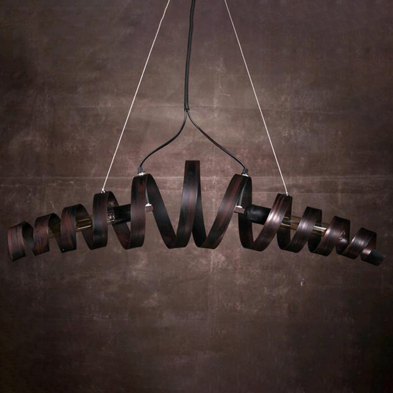 Spiral Metal Island Lighting Industrial Style 2-Head Cafe Bar Pendant Lamp in Rust Clearhalo 'Ceiling Lights' 'Island Lights' 'Lighting' 2612541