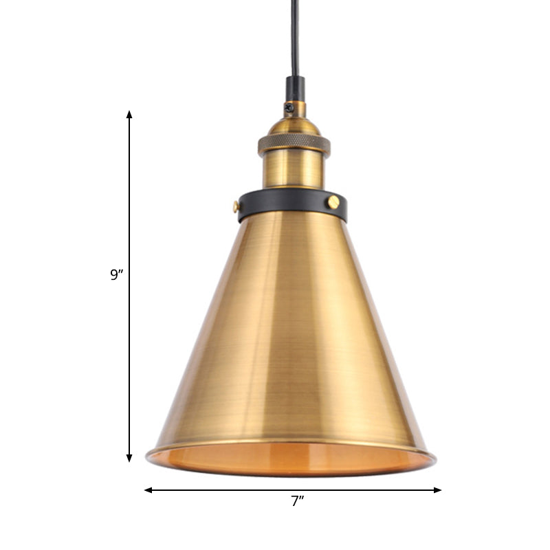 Barn Shade Metal Suspension Light Industrial Style 1 Bulb Brass Adjustable Hanging Ceiling Light Clearhalo 'Art Deco Pendants' 'Cast Iron' 'Ceiling Lights' 'Ceramic' 'Crystal' 'Industrial Pendants' 'Industrial' 'Metal' 'Middle Century Pendants' 'Pendant Lights' 'Pendants' 'Tiffany' Lighting' 261705