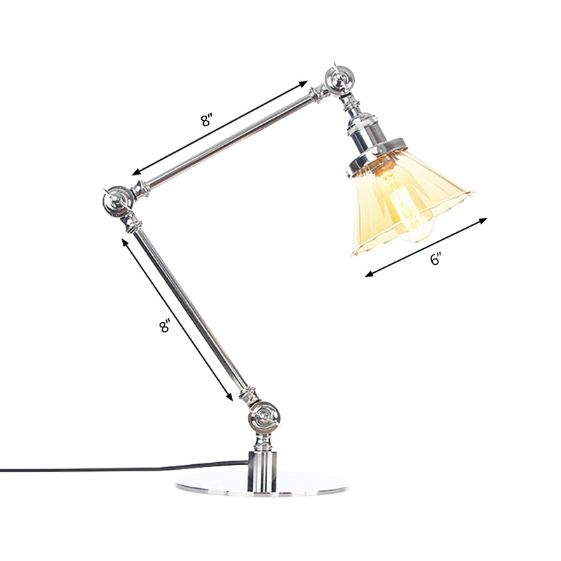 Cone Clear/Amber Glass Table Lamp Warehouse Stylish 1 Light Black/Brass Table Lighting for Study Room Clearhalo 'Lamps' 'Table Lamps' Lighting' 262255