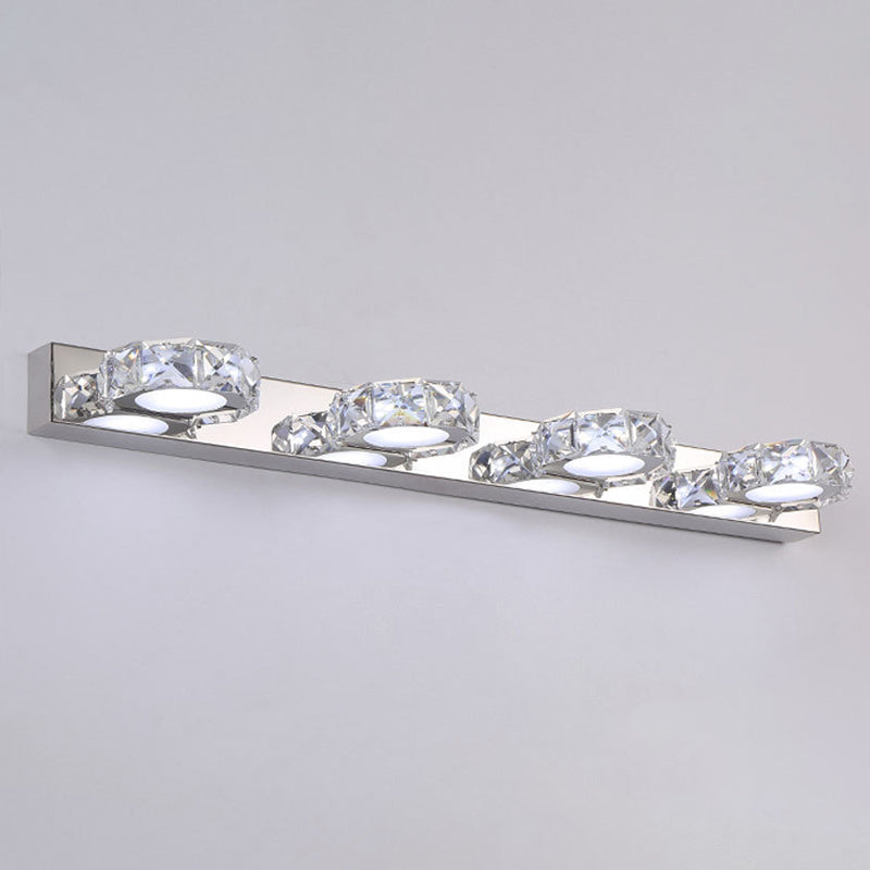 Circle Vanity Wall Light Fixtures Modern Minimalist Style Crystal Vanity Light 4.0 Clear Round Clearhalo 'Vanity Lights' 'Wall Lights' Lighting' 2627450