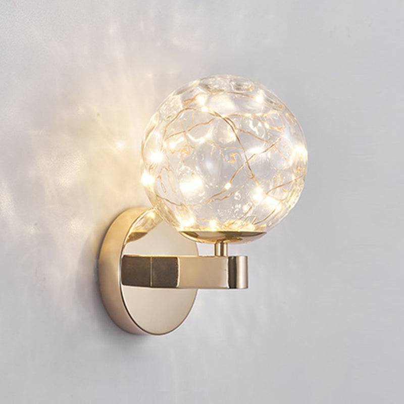 Nordic Modern Sconce Light Round Shape Star Wall Lamp for Bedroom Living Room Gold Clear Clearhalo 'Wall Lamps & Sconces' 'Wall Lights' Lighting' 2627717