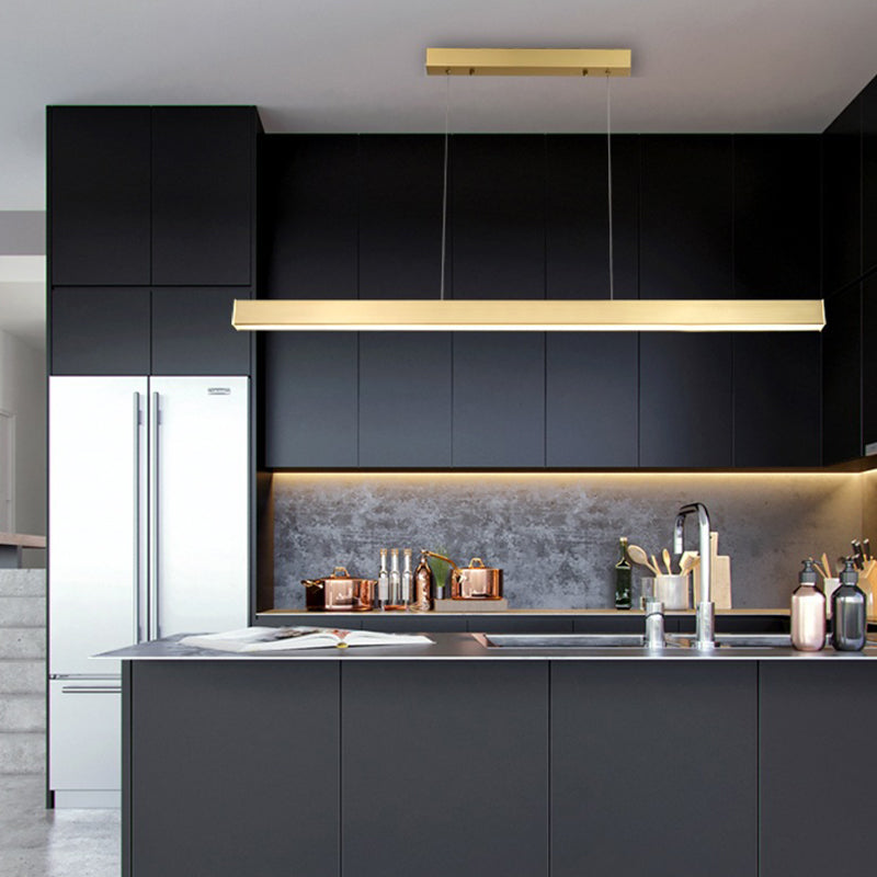 Rectangular Diner LED Suspension Lamp Metal Minimalist Linear Island Light Fixture Clearhalo 'Ceiling Lights' 'Island Lights' 'Lighting' 2628079