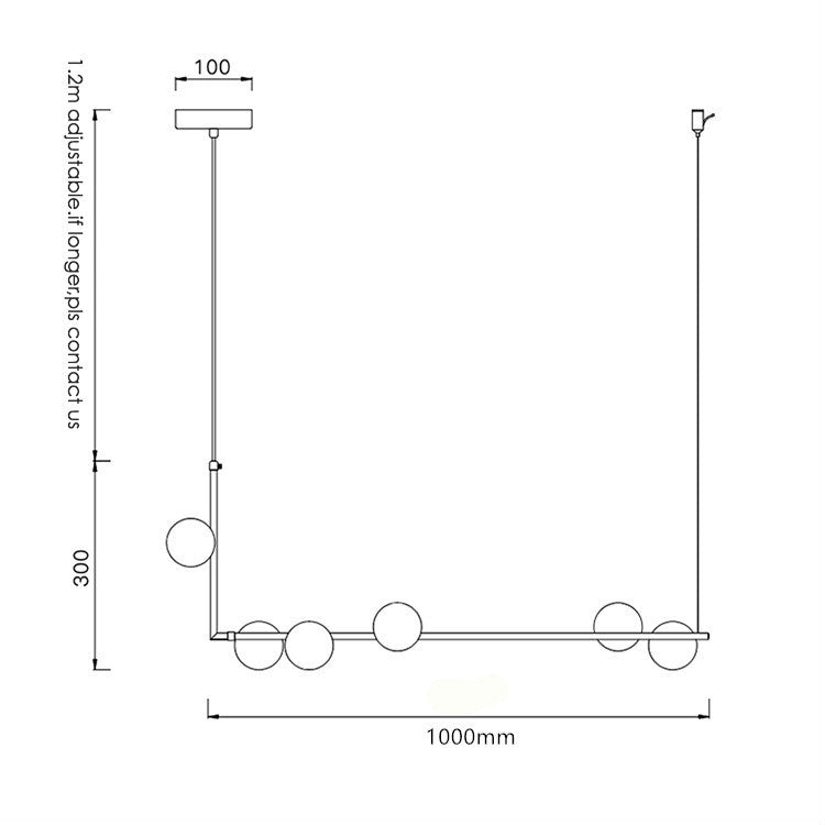 Modern Minimalism Black Linear Island Pendant Lighting Sphere Glass 6 Light Island Ceiling Light for Living Room Clearhalo 'Ceiling Lights' 'Island Lights' 'Lighting' 2628620