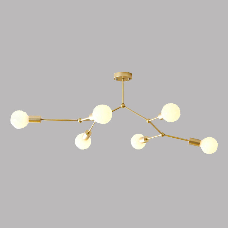 6 Light Branch Hanging Chandelier Light Modern Glass Shade Ceiling Chandelier for Living Room Gold Clearhalo 'Ceiling Lights' 'Chandeliers' Lighting' options 2629776_40e2ae0b-9c4f-4c8f-a515-845efb5ebef1