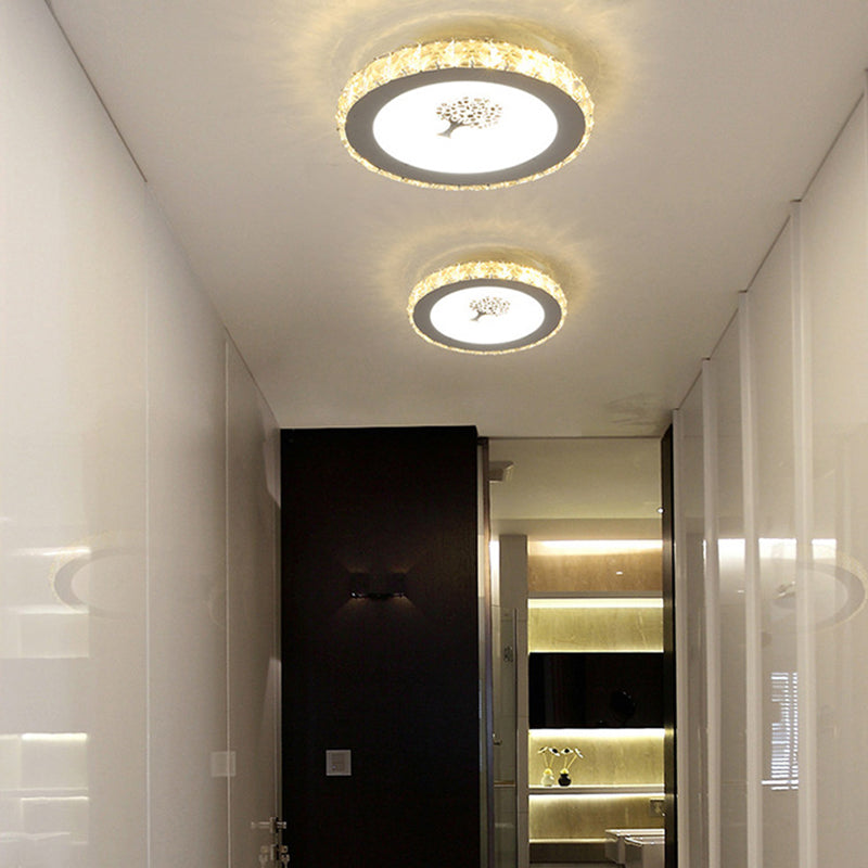 White Round Flush Mount Fixture Modern Acrylic 10"/19.5" Wide LED Bedroom Flush Ceiling Light Clearhalo 'Ceiling Lights' 'Close To Ceiling Lights' 'Close to ceiling' 'Flush mount' Lighting' 266196