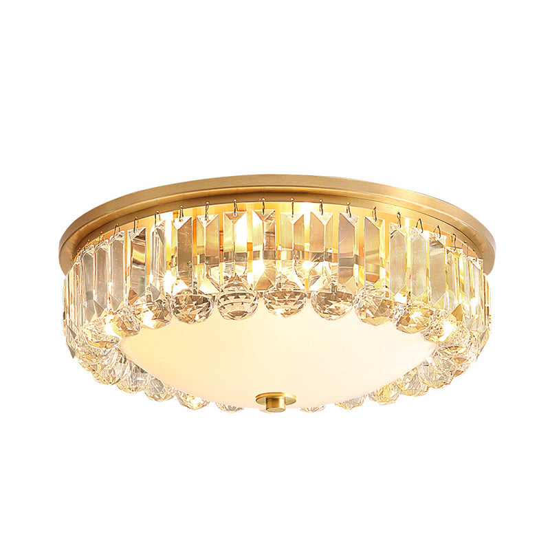 LED Flush Ceiling Light Modern Bowl Crystal Flush Mount Lighting in Gold for Bedroom Clearhalo 'Ceiling Lights' 'Close To Ceiling Lights' 'Close to ceiling' 'Flush mount' Lighting' 266696