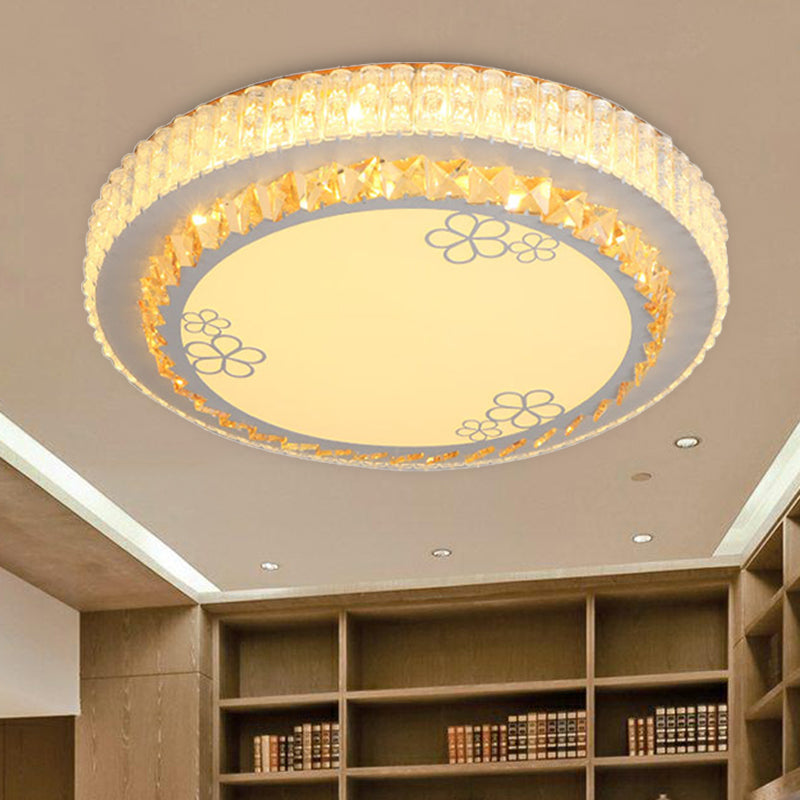 White Round Flush Mount Lamp Simple Crystal LED Bedroom Flush Light with Flower Pattern Clearhalo 'Ceiling Lights' 'Close To Ceiling Lights' 'Close to ceiling' 'Flush mount' Lighting' 266794