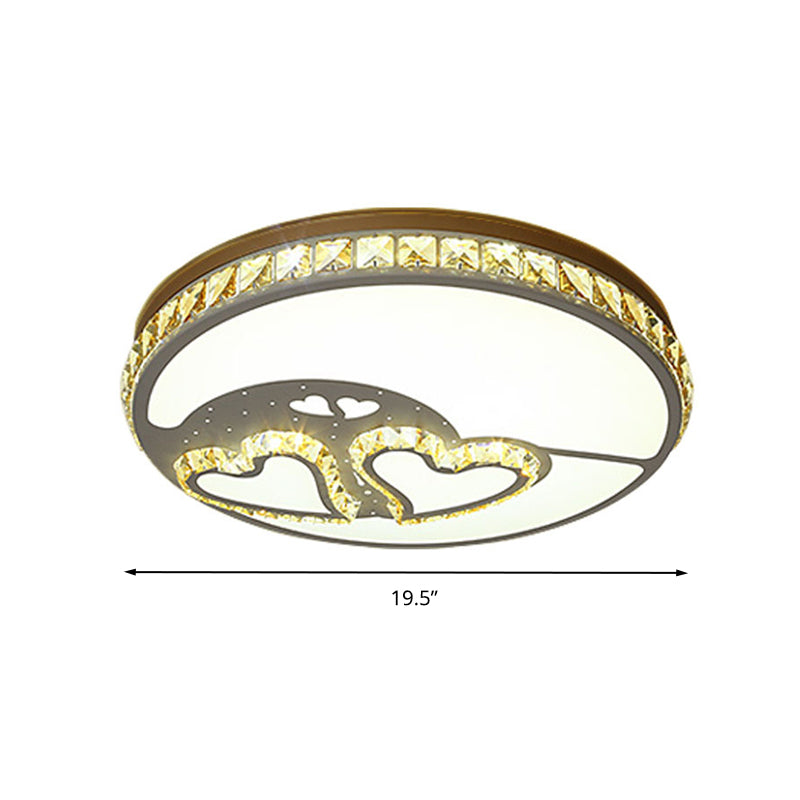 Loving Heart Crystal Flush Mount Lamp Modern LED Bedroom Ceiling Mounted Fixture in White Clearhalo 'Ceiling Lights' 'Close To Ceiling Lights' 'Close to ceiling' 'Flush mount' Lighting' 266815