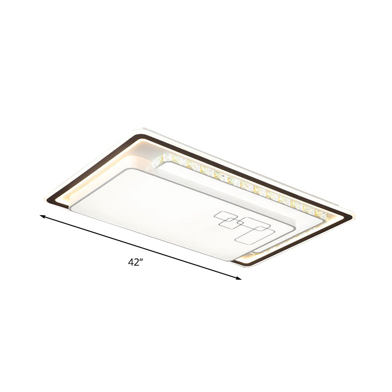 Rectangle Ceiling Light Modern Acrylic White LED Flush Mount Light with K9 Crystal Decoration Clearhalo 'Ceiling Lights' 'Close To Ceiling Lights' 'Close to ceiling' 'Flush mount' Lighting' 268839