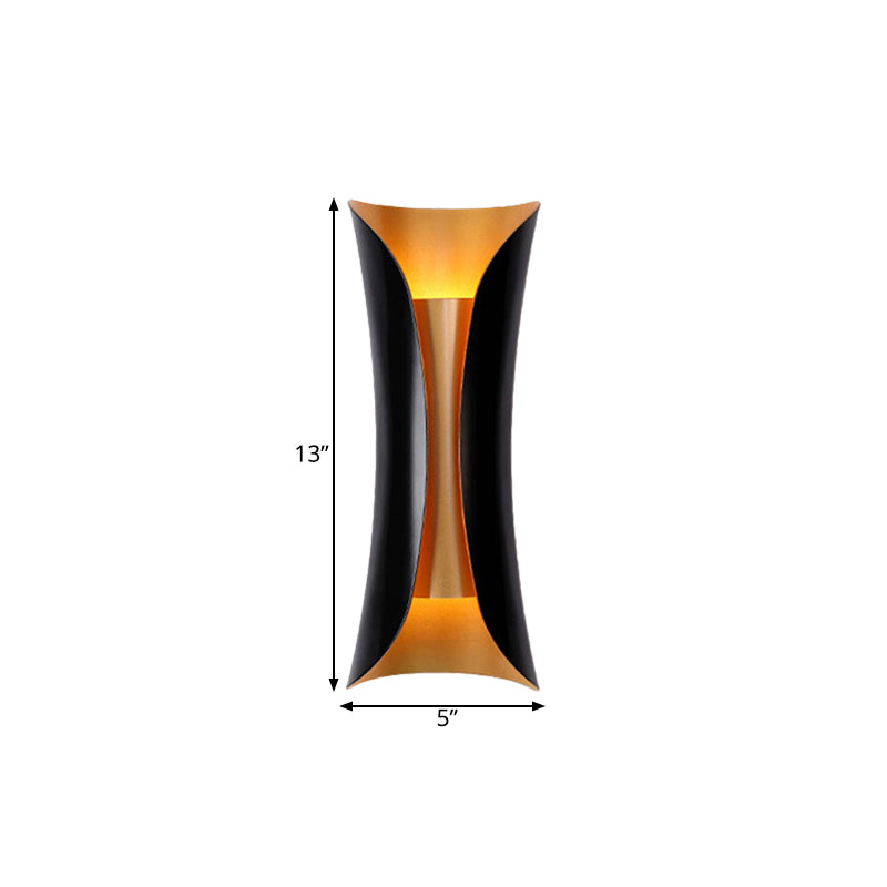 Modern Curl Sconce Light 13"/21"/30" Height 2 Lights Metallic Indoor Wall Lighting in Black Clearhalo 'Wall Lamps & Sconces' 'Wall Lights' Lighting' 271103