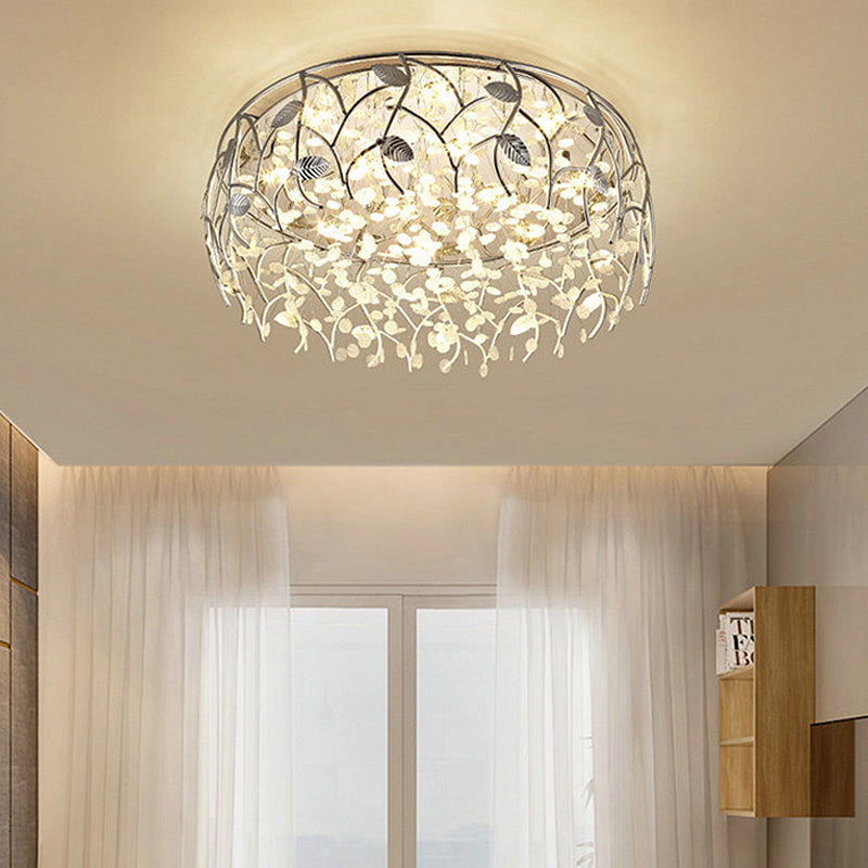 Round Living Room Flush Mount Lamp Crystal LED Contemporary Flush Light Fixture in Chrome Clearhalo 'Ceiling Lights' 'Close To Ceiling Lights' 'Close to ceiling' 'Flush mount' Lighting' 272119