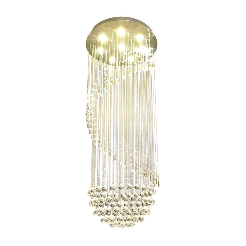 Nickel Spiral Flushmount Lighting Minimalist 6 Lights Crystal Ball Flush Light Fixture Clearhalo 'Ceiling Lights' 'Close To Ceiling Lights' 'Close to ceiling' 'Flush mount' Lighting' 272215