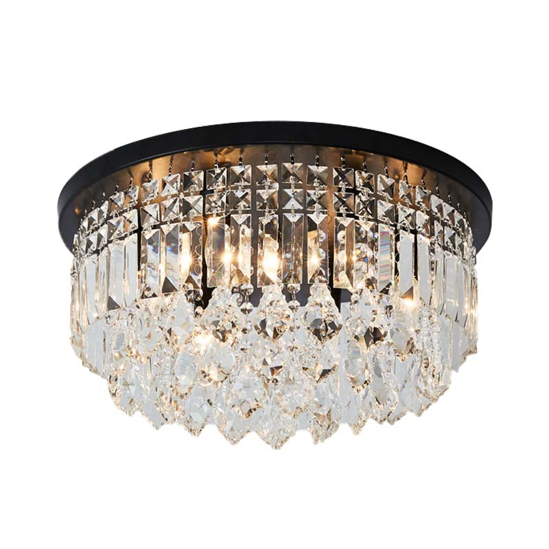 Crystal Cone/Cylinder Flushmount Lighting Contemporary 4 Lights Black Flush Mount Ceiling Light Clearhalo 'Ceiling Lights' 'Close To Ceiling Lights' 'Close to ceiling' 'Flush mount' Lighting' 272260