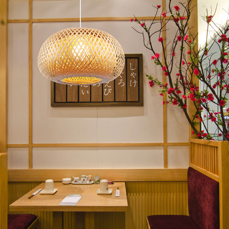 Bamboo Donut Suspension Pendant Contemporary 1 Head Wood Hanging Ceiling Light Clearhalo 'Ceiling Lights' 'Modern Pendants' 'Modern' 'Pendant Lights' 'Pendants' Lighting' 276003