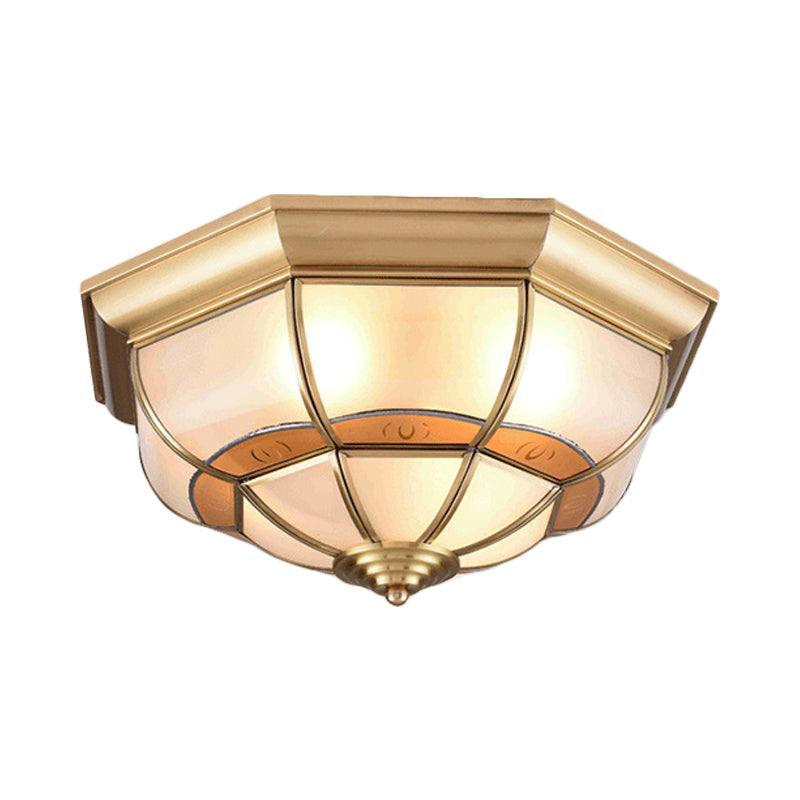 18"/21.5" W Metal Brass Flush Light Bowl 4/6 Bulbs Antique Ceiling Mount Light Fixture for Living Room Clearhalo 'Ceiling Lights' 'Close To Ceiling Lights' 'Close to ceiling' 'Flush mount' Lighting' 277320
