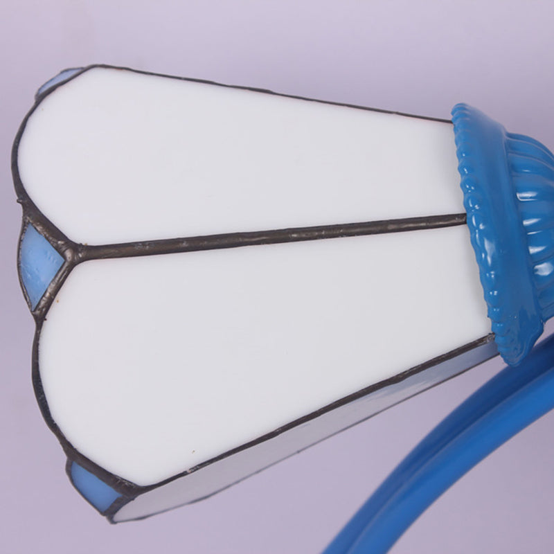 Mediterranean Style Crooked Blue Twig Half Ceiling Lamp Badminton Colorful Glass Radial 4 Heads Ceiling Lamp Clearhalo 'Close to ceiling' 'Deckenleuchte' Leuchte' 27735