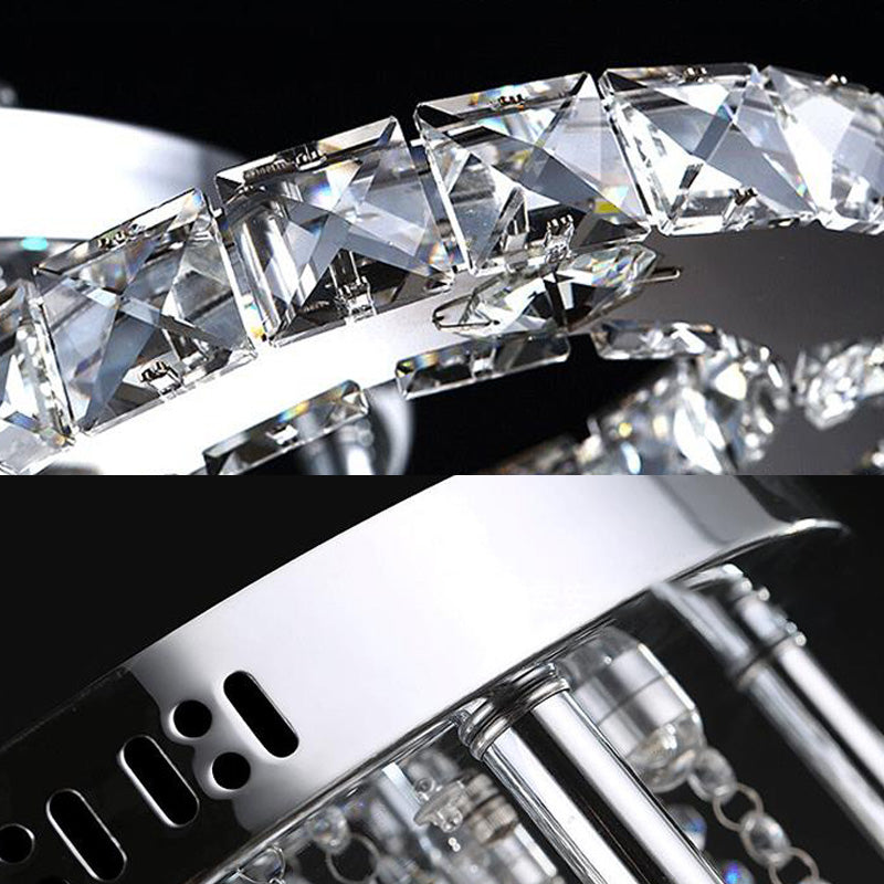 Ring Semi Flush Light Contemporary K9 Crystal Chrome 23.5"/28"/33.5" Wide LED Ceiling Lamp, Warm/White/2 Color Light Clearhalo 'Ceiling Lights' 'Close To Ceiling Lights' 'Close to ceiling' 'Semi-flushmount' Lighting' 278260