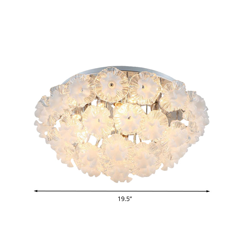 Crystal Flower Ceiling Mount Contemporary 4 Lights Chrome Flushmount Light for Living Room Clearhalo 'Ceiling Lights' 'Close To Ceiling Lights' 'Close to ceiling' 'Flush mount' Lighting' 282453