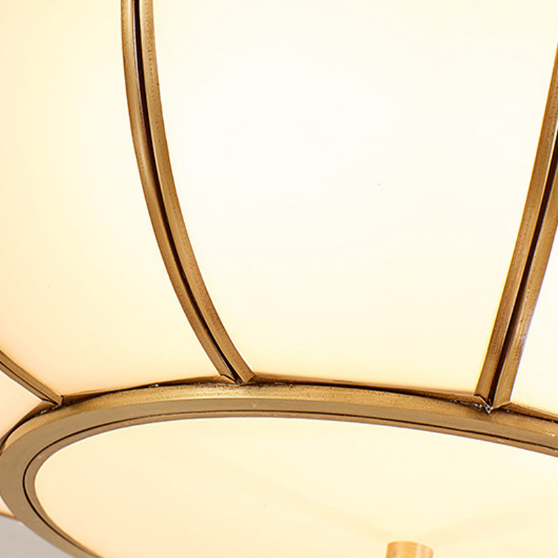 Brass Finish Basket Flush Mount Light Retro Style 4 Bulbs Living Room Ceiling Lamp Clearhalo 'Ceiling Lights' 'Close To Ceiling Lights' 'Close to ceiling' 'Flush mount' Lighting' 283278