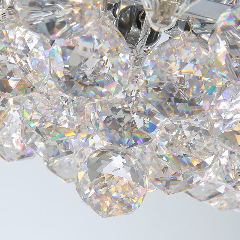 Clear Crystal Ball Cascade Ceiling Lighting Contemporary Gold/Silver LED Semi Flush Mount Clearhalo 'Ceiling Lights' 'Close To Ceiling Lights' 'Close to ceiling' 'Flush mount' Lighting' 283496