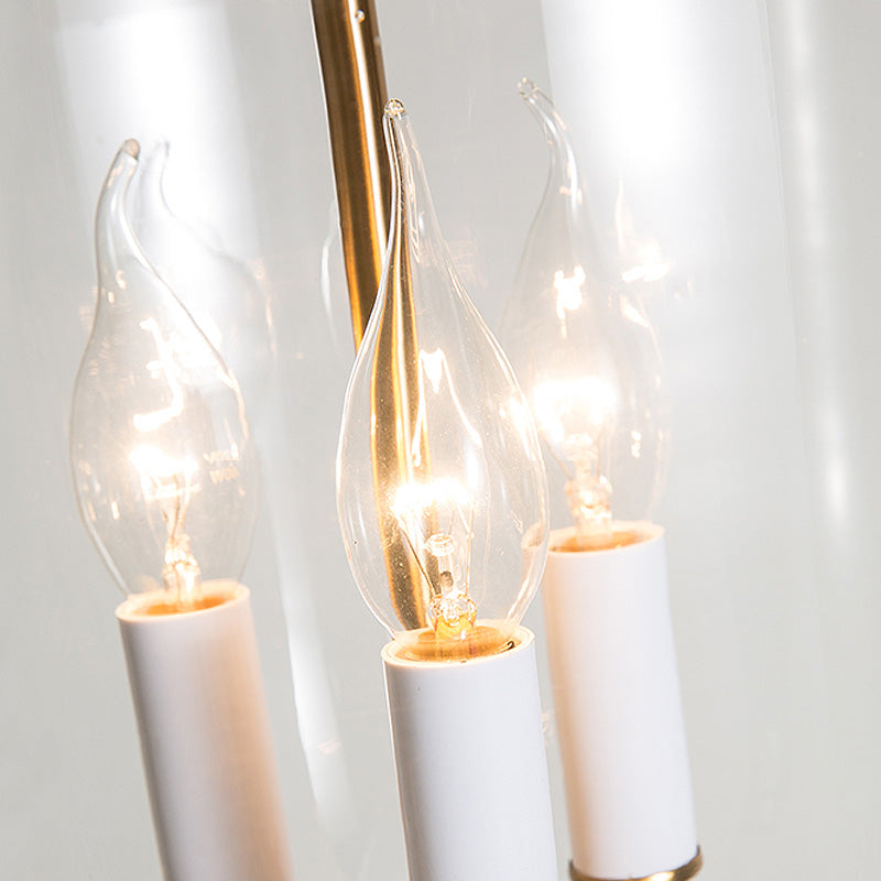 Candelabra Clear Glass Pendant Chandelier Colonial 3 Bulbs Bedroom Hanging Light Clearhalo 'Ceiling Lights' 'Chandeliers' 'Glass shade' 'Glass' Lighting' 283610
