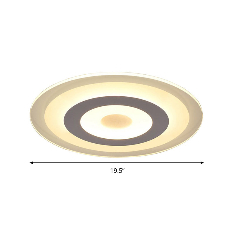 White Disc Flush Mount Fixture Simple Style White 16"/19.5"/23.5" Wide LED Ceiling Light, Outer White Inner Warm/Outer Warm Inner White Light Clearhalo 'Ceiling Lights' 'Close To Ceiling Lights' 'Close to ceiling' 'Flush mount' Lighting' 284603