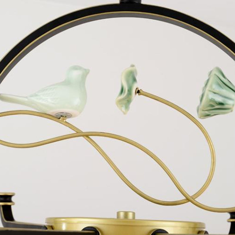 Frosted Glass Black and Gold Ceiling Chandelier Lantern 6/8/10 Lights Traditional Pendulum Light Clearhalo 'Ceiling Lights' 'Chandeliers' 'Glass shade' 'Glass' 'Pendant Lights' Lighting' 285402