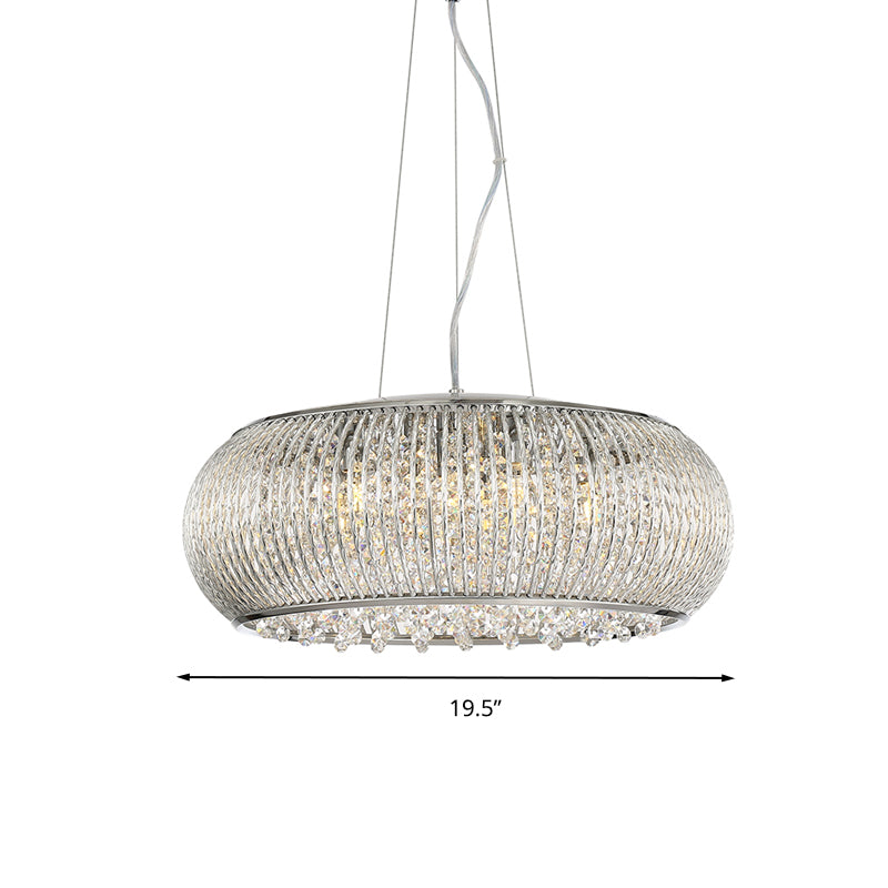 8 Heads Crystal Beaded Pendant Chandelier Modern Chrome Dining Room Suspension Light Clearhalo 'Ceiling Lights' 'Chandeliers' 'Modern Chandeliers' 'Modern' Lighting' 286355