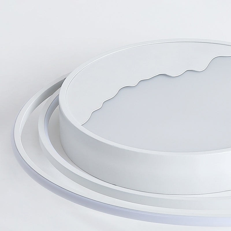 Drum Acrylic Flush Mount Fixture Macaron Grey/White 19.5"/23.5" Wide LED Ceiling Light for Bedroom Clearhalo 'Ceiling Lights' 'Close To Ceiling Lights' 'Close to ceiling' 'Flush mount' Lighting' 287183