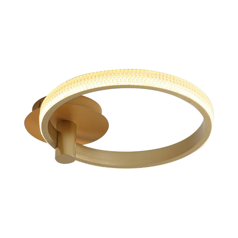 Minimalist LED Ceiling Ring Light 18"/22" W Acrylic Gold Bedroom Semi Flush Mount Lamp in Warm/White/Natural Light Clearhalo 'Ceiling Lights' 'Close To Ceiling Lights' 'Close to ceiling' 'Semi-flushmount' Lighting' 287559