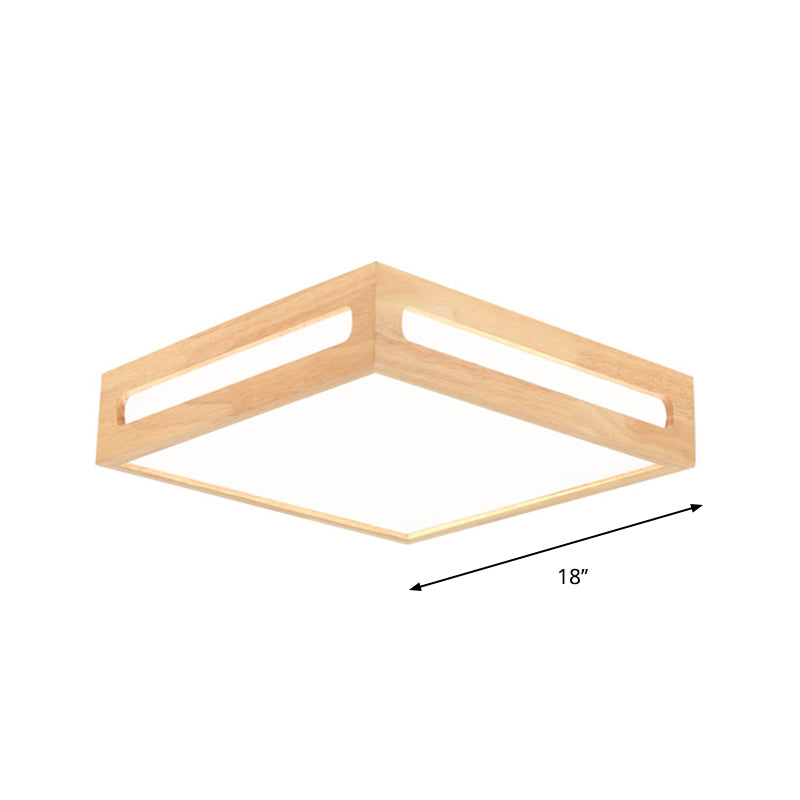 Minimalist LED Flush Light Acrylic Shade Natural Wood Square Box Ceiling Lighting in Warm/White Light Clearhalo 'Ceiling Lights' 'Close To Ceiling Lights' 'Close to ceiling' 'Flush mount' Lighting' 287788