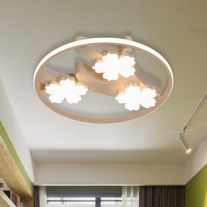 19.5"/23.5" Wide Acrylic Ring Ceiling Fixture Simple Style Black LED Flush Mount Lighting with Blossom Decoration Clearhalo 'Ceiling Lights' 'Close To Ceiling Lights' 'Close to ceiling' 'Flush mount' Lighting' 287924