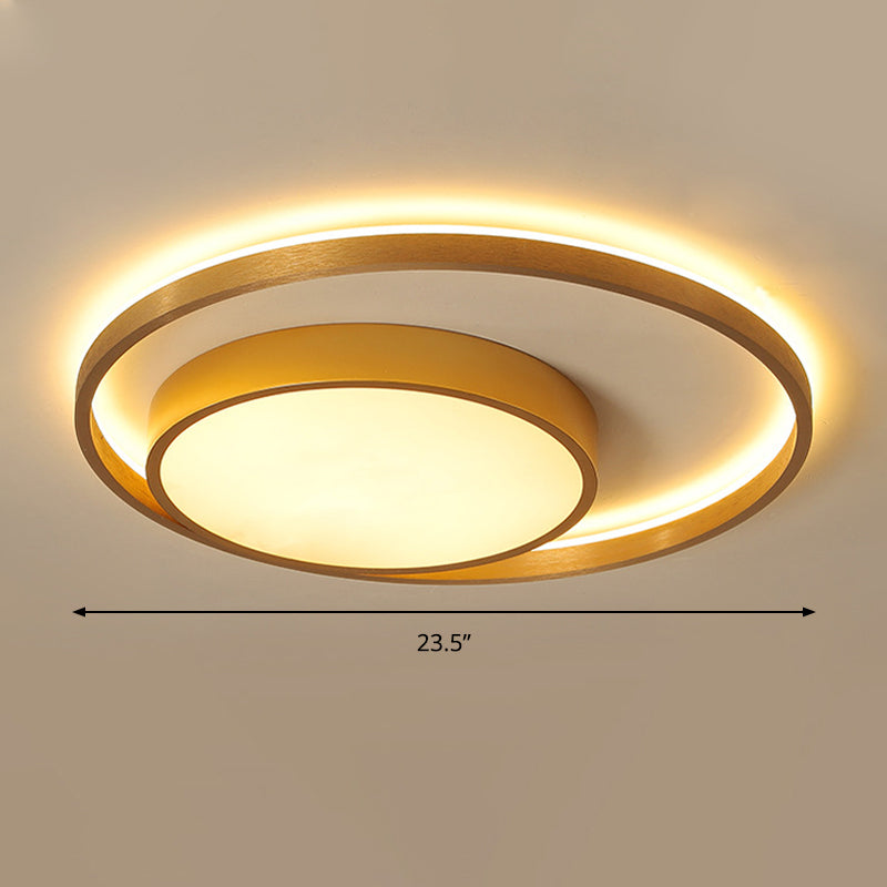 Metal Circular Ceiling Light Fixture Postmodern Gold 16"/23.5" Wide LED Flush Light in Warm/White Light Clearhalo 'Ceiling Lights' 'Close To Ceiling Lights' 'Close to ceiling' 'Flush mount' Lighting' 288012