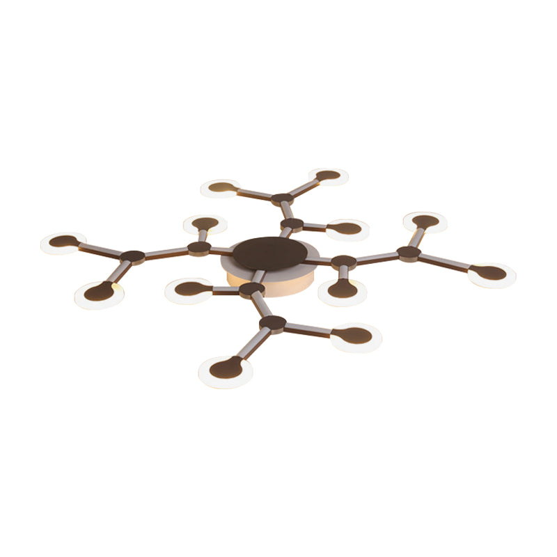 Starburst Flushmount Minimalist Acrylic 33.5"/39" Wide 9/12 Heads Brown Ceiling Mount Light Fixture in Warm/White Light Clearhalo 'Ceiling Lights' 'Close To Ceiling Lights' 'Close to ceiling' 'Flush mount' Lighting' 288363