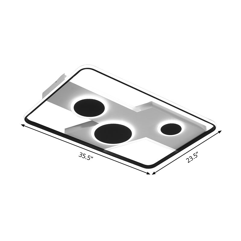 Rectangle Flush Mount Light Fixture Acrylic Black and White LED Ceiling Lamp, Warm/White Light/Remote Control Stepless Dimming Clearhalo 'Ceiling Lights' 'Close To Ceiling Lights' 'Close to ceiling' 'Flush mount' Lighting' 289581