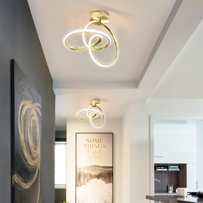 Postmodern Seamless Curve Ceiling Mount Light Fixture Acrylic Corridor LED Semi Flush Light Clearhalo 'Ceiling Lights' 'Close To Ceiling Lights' 'Close to ceiling' 'Semi-flushmount' Lighting' 290540