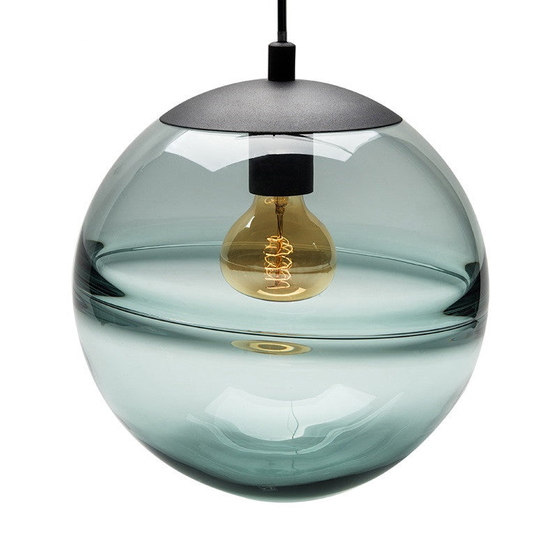 Globe Hanging Ceiling Light Contemporary Blue/Coffee Glass 1 Light Dining Room Pendant Light Clearhalo 'Ceiling Lights' 'Glass shade' 'Glass' 'Modern Pendants' 'Modern' 'Pendant Lights' 'Pendants' Lighting' 290748