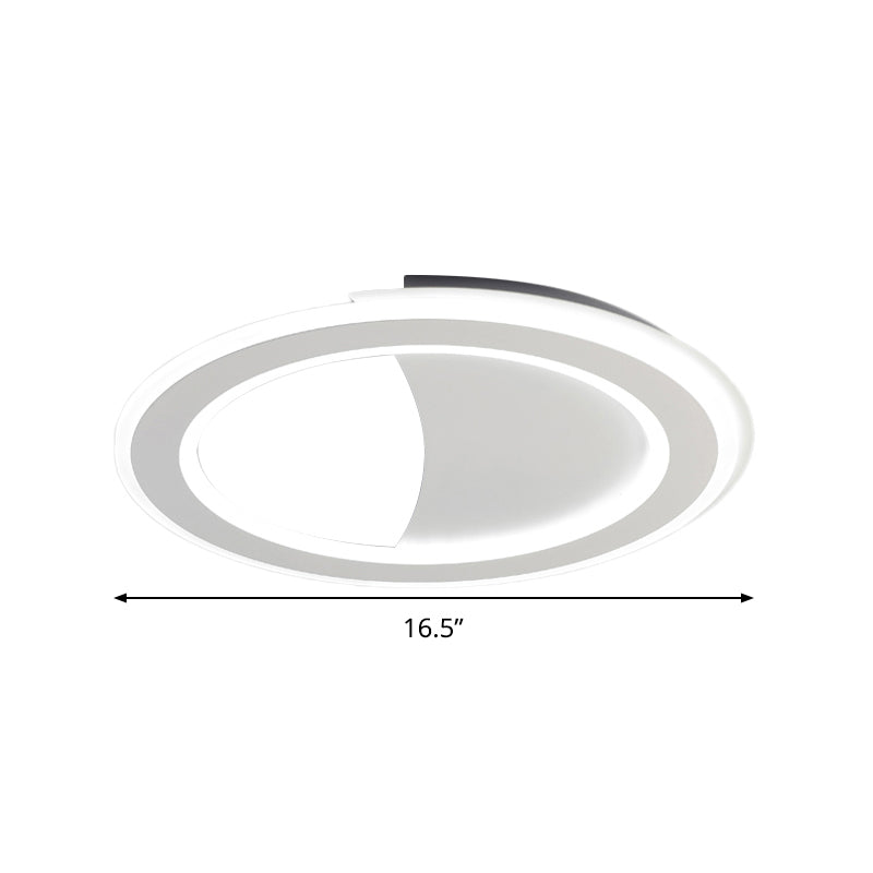 Metal Halo Ring LED Flush Light Contemporary Black/White Ceiling Mount Lamp in Warm/White Light/Third Gear Clearhalo 'Ceiling Lights' 'Close To Ceiling Lights' 'Close to ceiling' 'Flush mount' Lighting' 291177