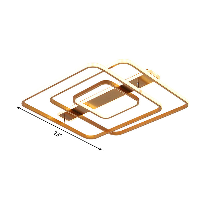 Gold Square Ceiling Light Modernism LED Acrylic Semi Mount Lighting in Warm/White Light for Bedroom Clearhalo 'Ceiling Lights' 'Close To Ceiling Lights' 'Close to ceiling' 'Semi-flushmount' Lighting' 291212