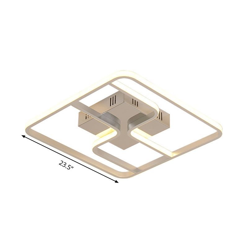 Acrylic Square Ceiling Mount Simplicity LED 18"/23.5" W Chrome Flush Mount Lighting Fixture Clearhalo 'Ceiling Lights' 'Close To Ceiling Lights' 'Close to ceiling' 'Flush mount' Lighting' 291476