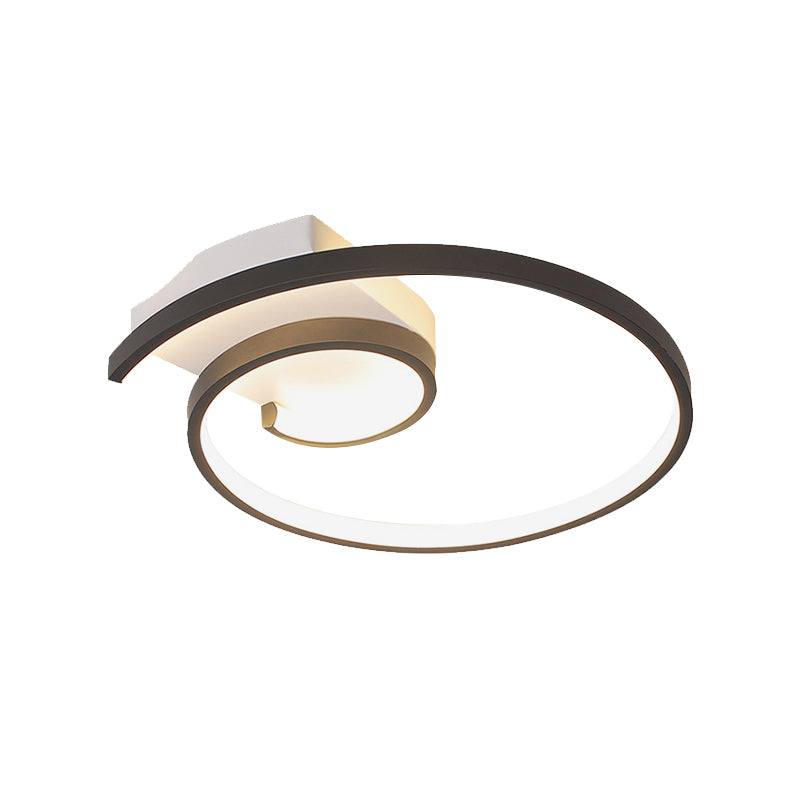 Super Thin Curled Metal Flush Mount Light Modern Style 16.5"/20.5" W LED Black/White Ceiling Lamp in Warm/White Light Clearhalo 'Ceiling Lights' 'Close To Ceiling Lights' 'Close to ceiling' 'Flush mount' Lighting' 291635