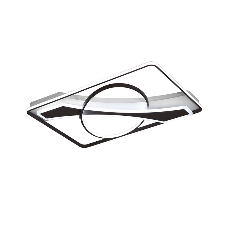 Square/Rectangular Acrylic Ceiling Lighting Contemporary 16"/23.5" W LED Black Flush Mount Lamp in Warm/White Light Clearhalo 'Ceiling Lights' 'Close To Ceiling Lights' 'Close to ceiling' 'Flush mount' Lighting' 291789