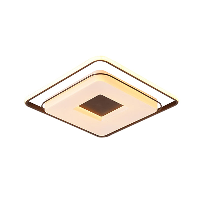 16"/19.5" Dia Squared Ceiling Mount Light Minimalist Acrylic LED White Flush Lighting in Warm/White Light Clearhalo 'Ceiling Lights' 'Close To Ceiling Lights' 'Close to ceiling' 'Flush mount' Lighting' 291861