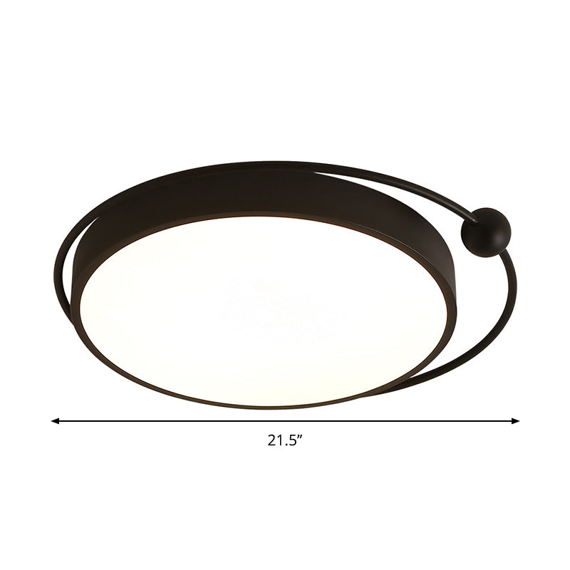 18"/21.5" Dia Black Round Flush Mount Light Acrylic LED Simple Ceiling Lighting in Warm/White Light Clearhalo 'Ceiling Lights' 'Close To Ceiling Lights' 'Close to ceiling' 'Flush mount' Lighting' 291948