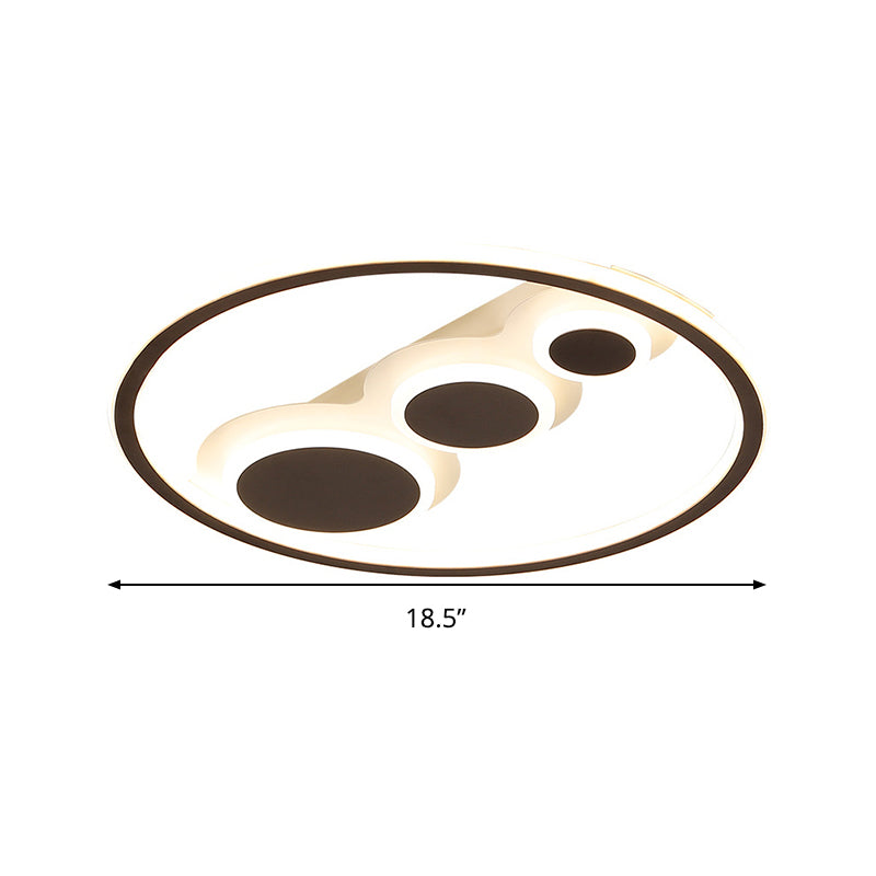 Coffee Round Ceiling Mounted Light Contemporary Acrylic 18.5"/23" Wide LED Flush Light, Warm Light/White Light/Remote Control Stepless Dimming Clearhalo 'Ceiling Lights' 'Close To Ceiling Lights' 'Close to ceiling' 'Flush mount' Lighting' 292193