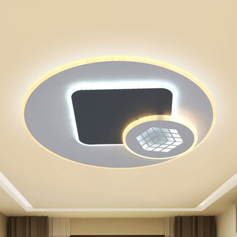 LED Kid's Room Layered Flush Lamp Modernist Acrylic Grey and White Ceiling Light with Magic Cube Pattern Clearhalo 'Ceiling Lights' 'Close To Ceiling Lights' 'Close to ceiling' 'Flush mount' Lighting' 292326