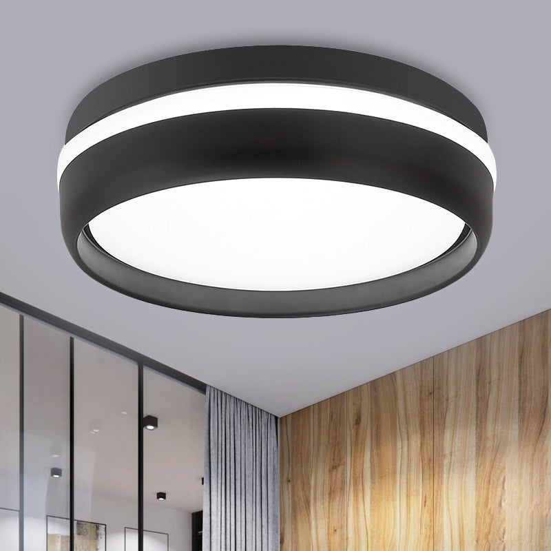 Small Black/Grey Drum Flush Mount Light Simple Integrated LED Acrylic Ceiling Lamp Kit in Warm/White Light Clearhalo 'Ceiling Lights' 'Close To Ceiling Lights' 'Close to ceiling' 'Flush mount' Lighting' 292504