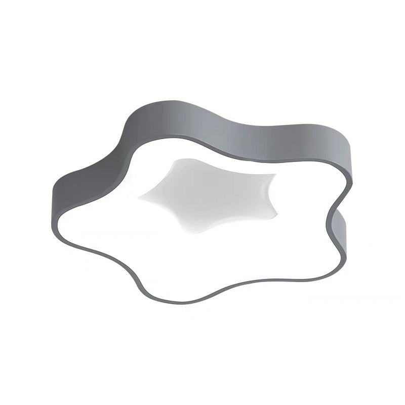 LED Bedroom Flush Lighting Nordic Star Metal Ceiling Lamp Kit in Grey, Warm/White Light Clearhalo 'Ceiling Lights' 'Close To Ceiling Lights' 'Close to ceiling' 'Flush mount' Lighting' 292563