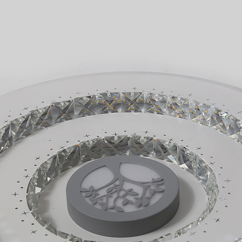 White Round Crystal LED Ceiling Light Modern Exquisite Tree Pattern Flushmount Lighting in White/Warm Light Clearhalo 'Ceiling Lights' 'Close To Ceiling Lights' 'Close to ceiling' 'Flush mount' Lighting' 292571